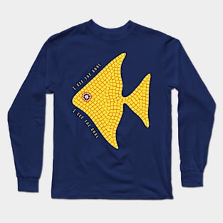 Yellow mosaic angelfish fish Long Sleeve T-Shirt